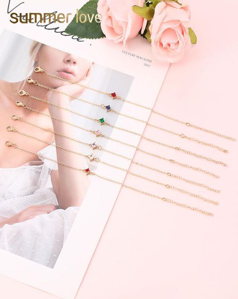 

fashion square cz zircon charm bracelets for women girl dainty gold chain adjustable friendship bracelets party jewelry christmas 2606296, Golden;silver