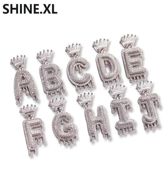 

new custom name crown letter pendant necklace micro cubic zircon gold silver color copper pendant necklace8183607