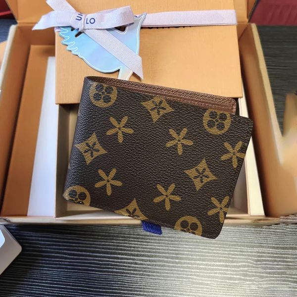 

m60895 multiple man coin purses wallet 3 credit card slots brown flower women key pouch passport card holders genuine leather luxury six typ