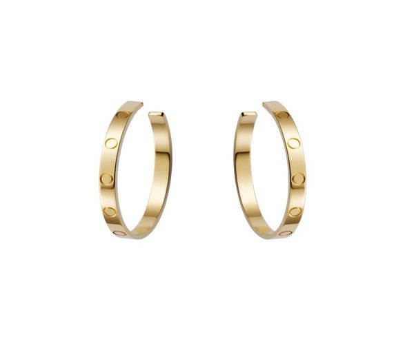 

large hoop huggie love earrings for women ladies girls gift jewelryscrew marking316l titanium steel famous brand jewelry with 9717246, Golden;silver