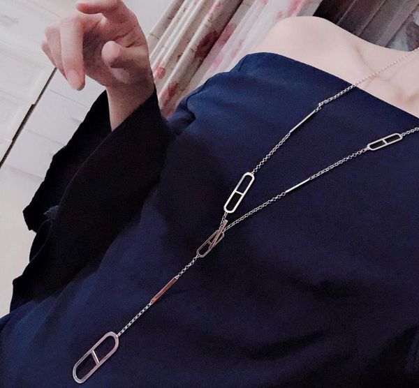 

brand for women letter round h lock jewelry s925 silver necklace set france quality superior quality luxurious sweater chain7716766