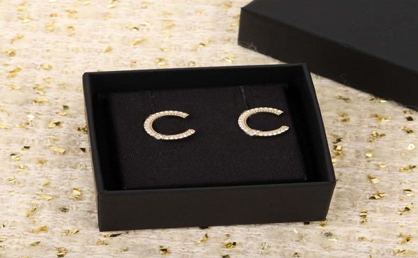 

18k gold plated charm stud earring with sparkly diamond for women wedding jewelry gift have box stamp ps7311a3817250, Golden
