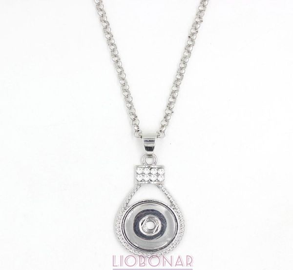 

whole snap jewelry interchangeable crystal snap pendants necklace fit 18mm snap buttons jewelry bijoux collier8314257, Silver
