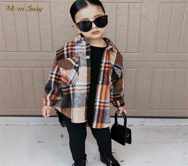 

fashion baby girl plaid shirt jacket cotton warm child thick loose outfit oversized winter spring fall clothes 314y 2108024432313, White;black