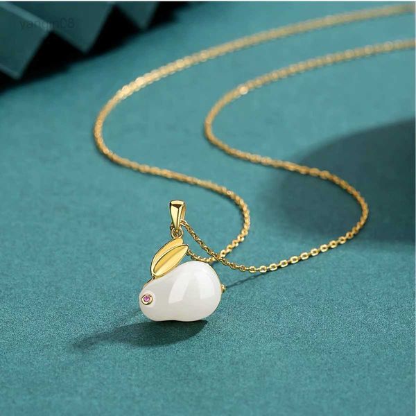 

pendant necklaces rabbit necklace for women pendant lucky jade rabbit gift women's fashion necklaces gift hkd230712, Silver