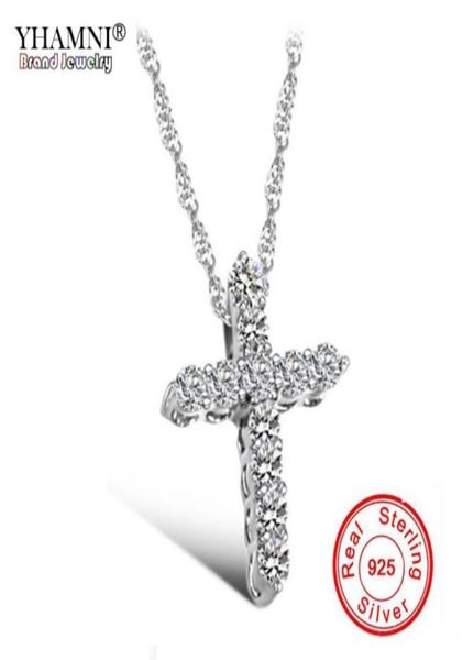 

yhamni luxury original 925 sterling silver cross pendant necklace princess luxury diamond necklace pendant for ladies and women n13174871