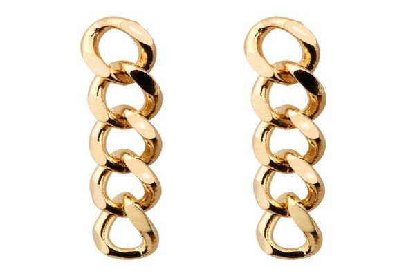

14k gold plated stud earring for women female trend long curb chain link earrings jewelry1716478, Golden;silver