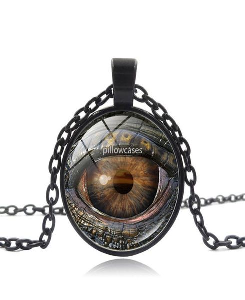 

retro dragon eye time gemstone necklace silver bronze glass cabochon pendant necklaces for women men fashion jewelry1639614