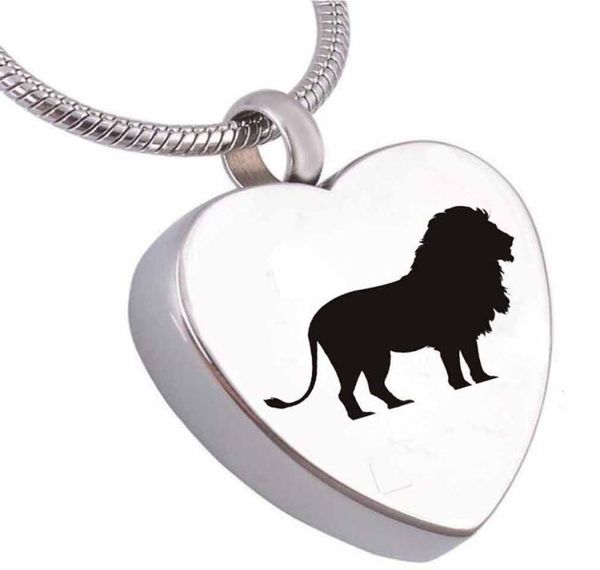 

custom lion cremation urn jewelry heart memorial ash keepsake necklace1859717, Silver