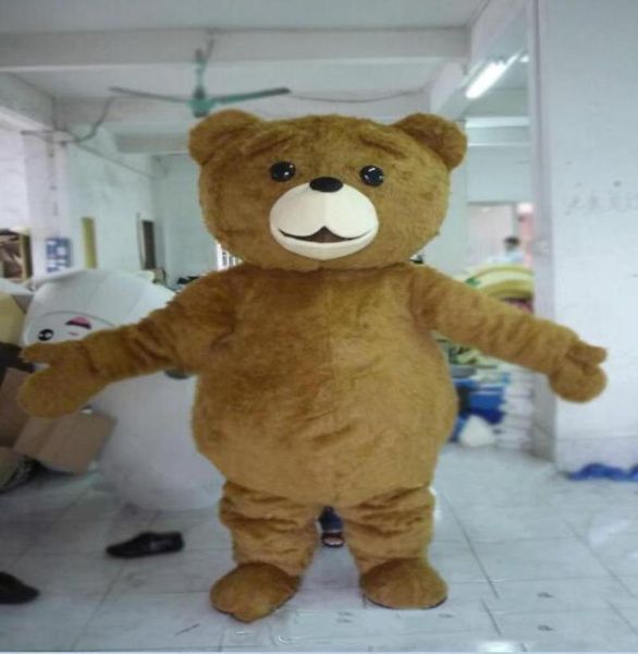 

2018 discount factory mascot size cartoon long plush ted brown bear mascot costume mascot halloween costume christmas cr9252173, Red;yellow