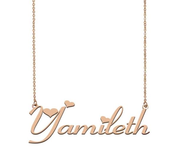 

yamileth name necklace custom nameplate pendant for women girls birthday gift kids friends jewelry 18k gold plated stainless 4288611, Silver