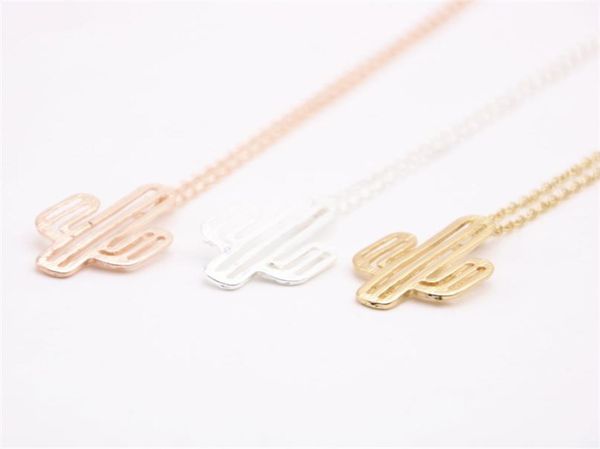 

fashion cactus hollow out design pendant goldplated silver necklace the most suitable gift for girs9433718