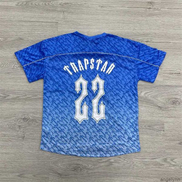 

trapstar mens t designer shirt football jersey mesh blue no.22 summer casual sportswear t-shirt sunscreen short sleeve 7brp, White;black