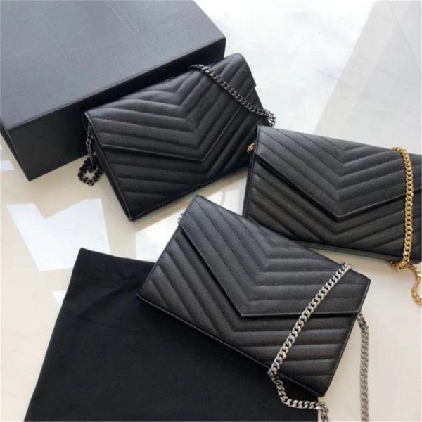 

classic envelope messenger bags lady with box women's mens wallet leather luxury designer crossbody tote metal chain gold silver clutch