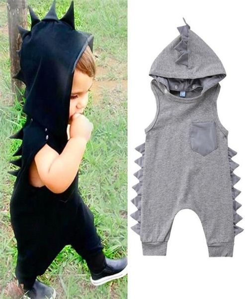 

dinosaur hooded detachable baby clothes kid infant boy girl sleeveless solid baby rompers jumpsuit summer outfit new born to 3y t23746998, Blue