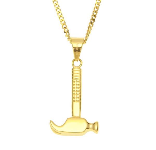 

cool stainless steel necklace 18k yellow gold plated claw hammer pendant necklace for men women super cool hiphop necklace jewelry6059214, Silver