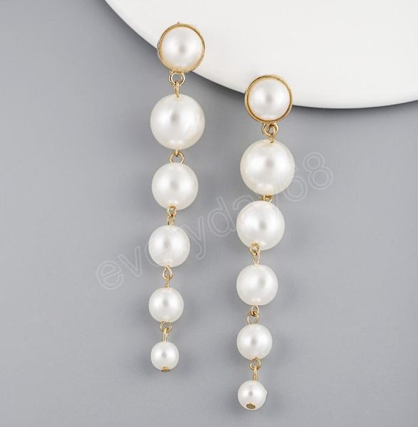 

white simulated pearl tassel dangle earrings fashion long statement earrings for women girls wedding party jewelry female9378076, Silver