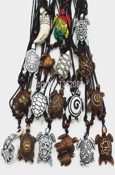 

lot 18pcs fashion imitation bone carving mix lucky surfer sea turtles charm pendants adjustable cord necklace amulet gift mn3451916648, Silver