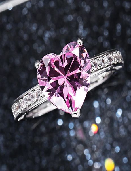 

crystal heart zircon rings band finger for women copper ring girl friend vanlentine039s gift fashion jewelry will and sandy2995391, Golden;silver