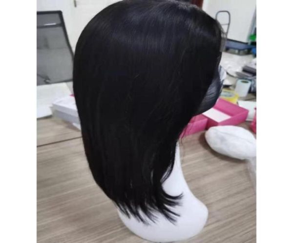 

malaysian human hair 4x4 lace front wig bob hair virgin hair natural color 4x4 lace front bob wigs 1018inch35517624933432, Black;brown