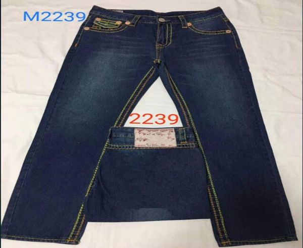 

straight long trousers mens true coarse line religion jeans clothes man casual pencil blue black denim pants 93289820537