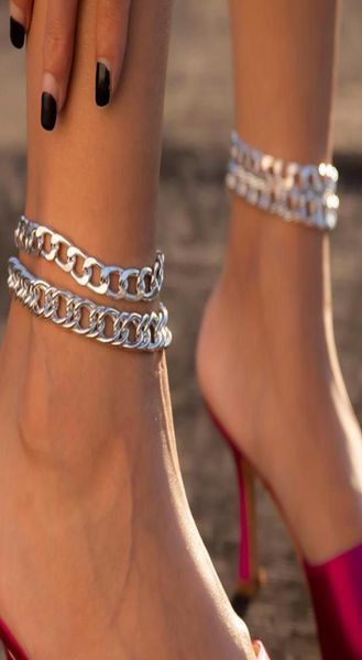 

anklets 2pcsset punk hip hop anklet ladies bohemian style simple fashion glamour sandal bracelet beach girl party jewelry1558039, Red;blue