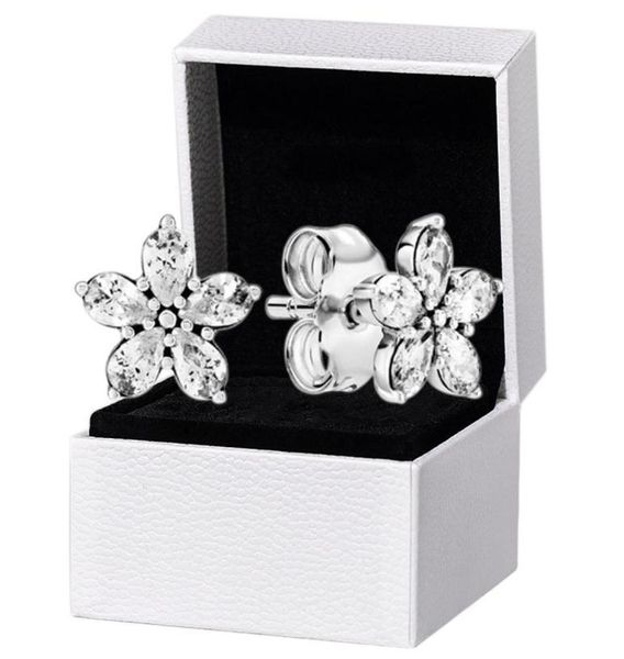

new sparkling snowflake stud earrings 925 sterling silver original box set for cz crystal womens party gift earring3728441, Golden;silver