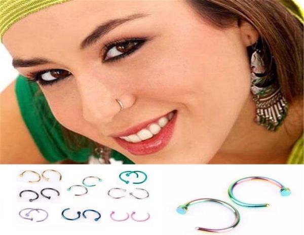 

fashion trendy nose rings body piercing jewelry fashion stainless steel nose hoop ring earring studs fake nose rings non piercing 5670849, Silver