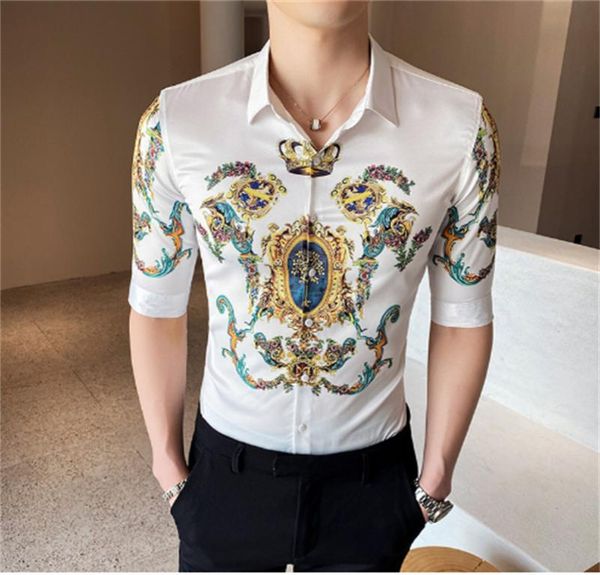 

european and american style original men039s midsleeve shirt korean version palace retro printing highend youth shirt summer 4785628, White;black