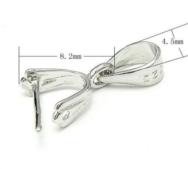 

10pcslot 925 sterling silver pinch clip bail clasps hooks for pendant diy jewelry 07x3x45x82mm wp0741474110