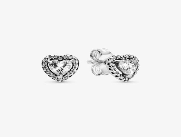 

3 colors authentic 925 sterling silver elevated heart stud earrings fashion wedding jewelry accessories for women gift90679245384841, Golden;silver