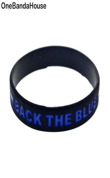 

100pcs back the blue line silicone rubber bracelet thick or thin letters logo size for promotion gift6167565, Black
