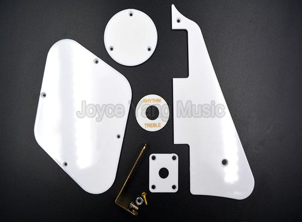 

niko 1 set of white lp electric guitar plastic scratch platebrackets holder screws selector cover back plates pickguards1615742