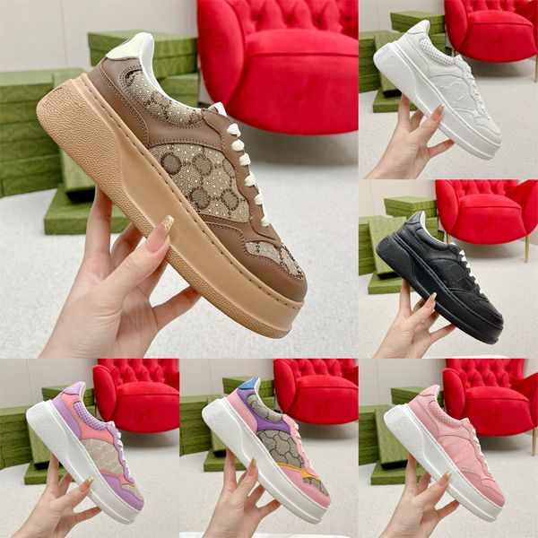 

embossed sneakers luxury designer casual shoes men women white web black leather chunky sneaker lace-up closure beige ebony canvas platform