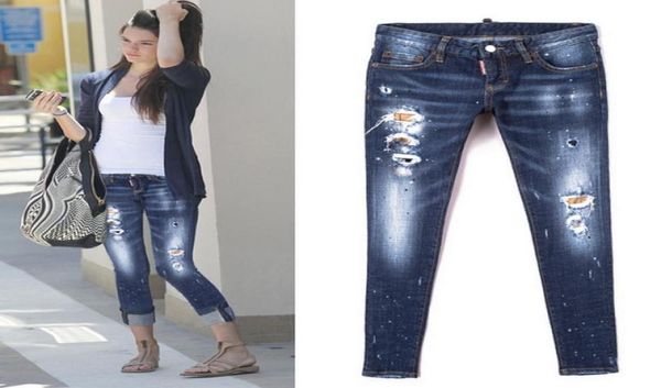 

young woman yellow leather patch detail 5pocket jeans low waist trim fit denim pants cool girls8346983, Blue