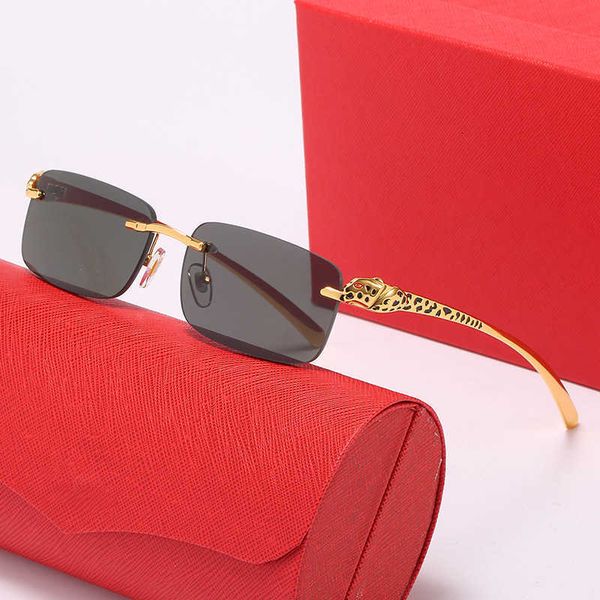 

designer carti sunglasses fashion luxury brand for men and women new leopard metal head fashion small box sunglasses men's women's, White;black
