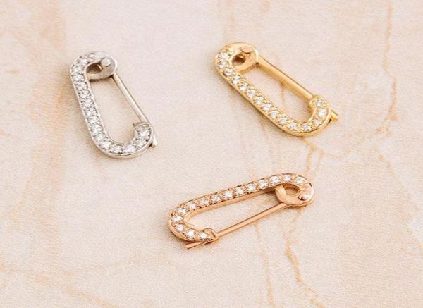 

hoop earrings original brand 925 sterling silver 18k gold vermeil delicate pave cz diamond safety pin small huggie earring6636620, Golden;silver