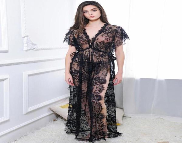 

ymeng women039s retro transparent blouse black lace print long straps nightdress set with underwear1024020, Black;red