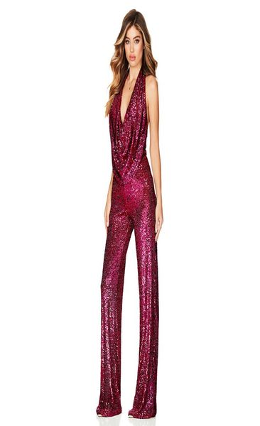 

women casual v neck sparkly jumpsuits long sleeve onesie loose pants party clubwear3876672, Black;white
