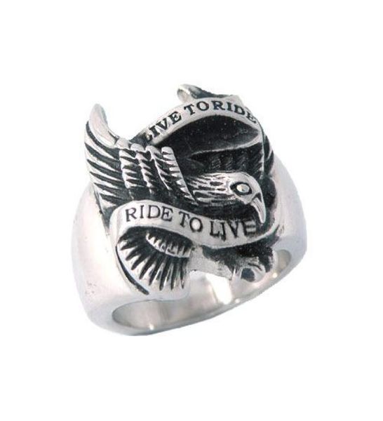 

live to ride eagle ring motorcycles biker ring stainless jewelry steel motor ring swr00053379818, Golden;silver