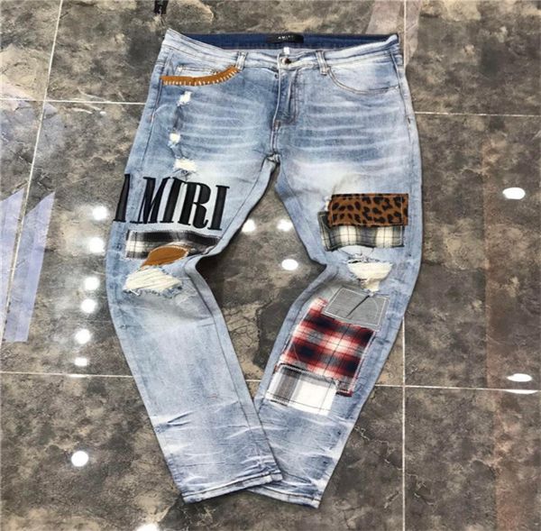 

2020 slim straight jeans men tore denim torn jeans nightclub black blue cotton fashion tight spring and autumn men039s pants h31133995