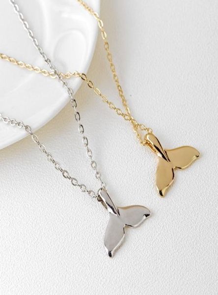 

charming mermaid tail pendant necklace women pendant necklace whale tail fish nautical silvergold tone necklaces6152372, Golden;silver