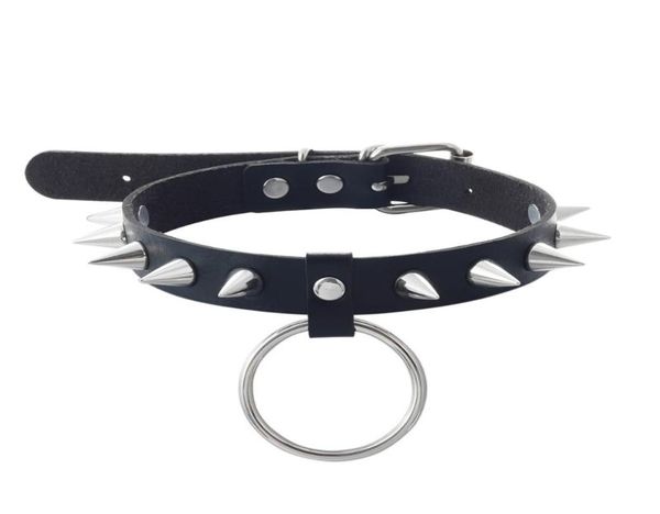 

chokers emo spike choker cool punk black faux leather collar for girls chocker goth necklace gothic accessories3738373, Golden;silver