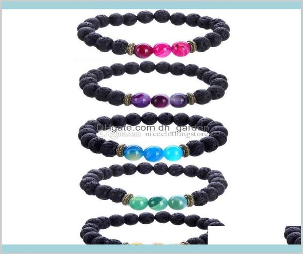 

women mens casual charm gifts volcano bracelets fashion volcanic stone jewelry essential oil diffuser f0zyn beaded strands 7bndr3244394, Black