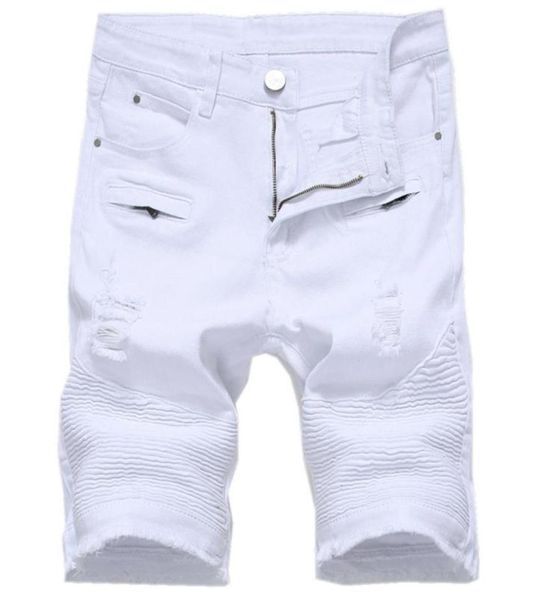 

summer biker jean shorts men classic fit ripped distressed jeans shorts mens casual bermuda jeans masculina stretch denim339u5823127, Blue
