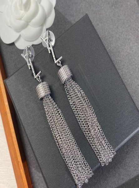 

women pendant earring designer jewerry luxury lady long macrame stud earrings gold plated silver studs letter y wedding party gift9848214