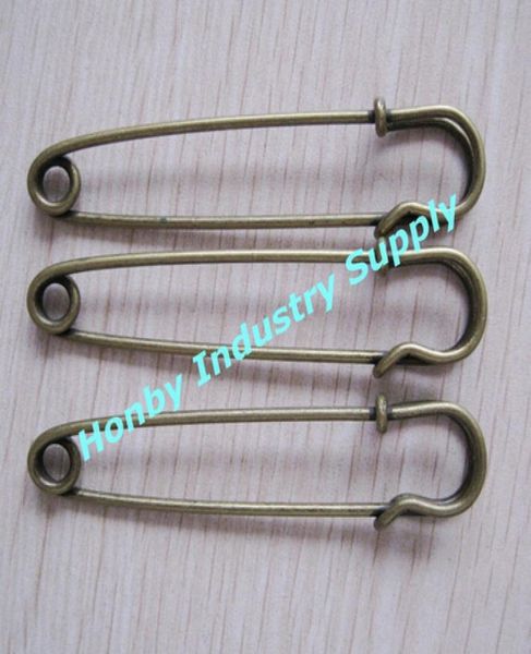 

pack of 100 pcs 76 mm antique bronze color kilt safety pin brooch findings shippping4230212, Silver