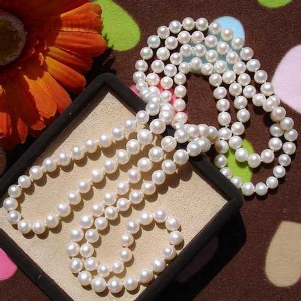 

pendant necklaces real pearls long sweater jewelry winter/spring/summer/autumn pearl necklace knotted costume hkd230712, Silver