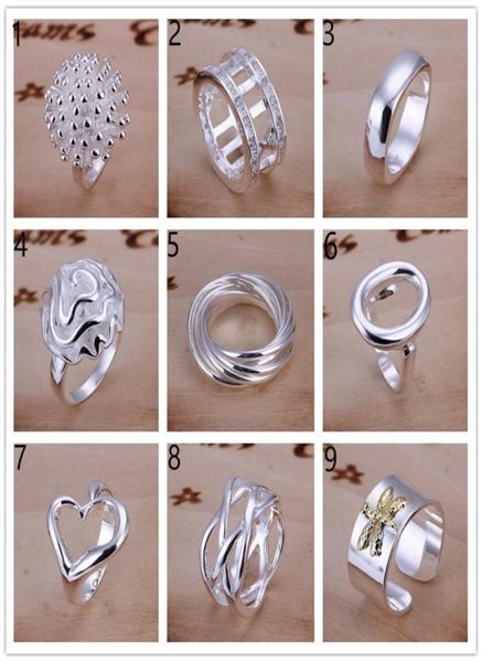 

mix order 10 pieces diffrent style 925 silver rings gssr001a factory direct brand fashion sterling silver finger ring1558683
