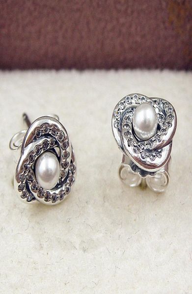 

high-quality new 100% s925 sterling silver stud earrings european style jewelry luminous love knots stud earrings2723491, Golden;silver